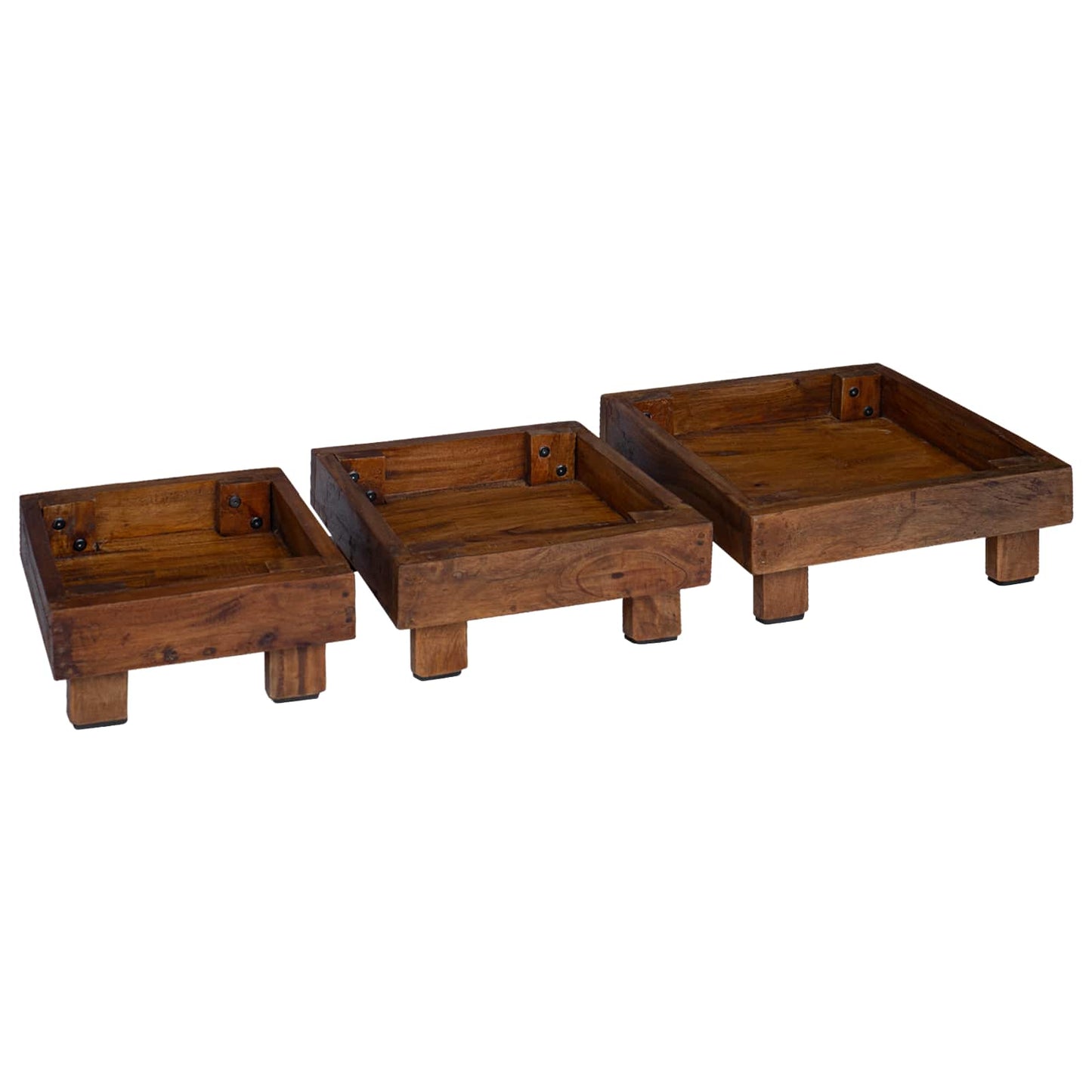 Supporto per piante VidaXL 3 pezzi in legno di mogano marrone