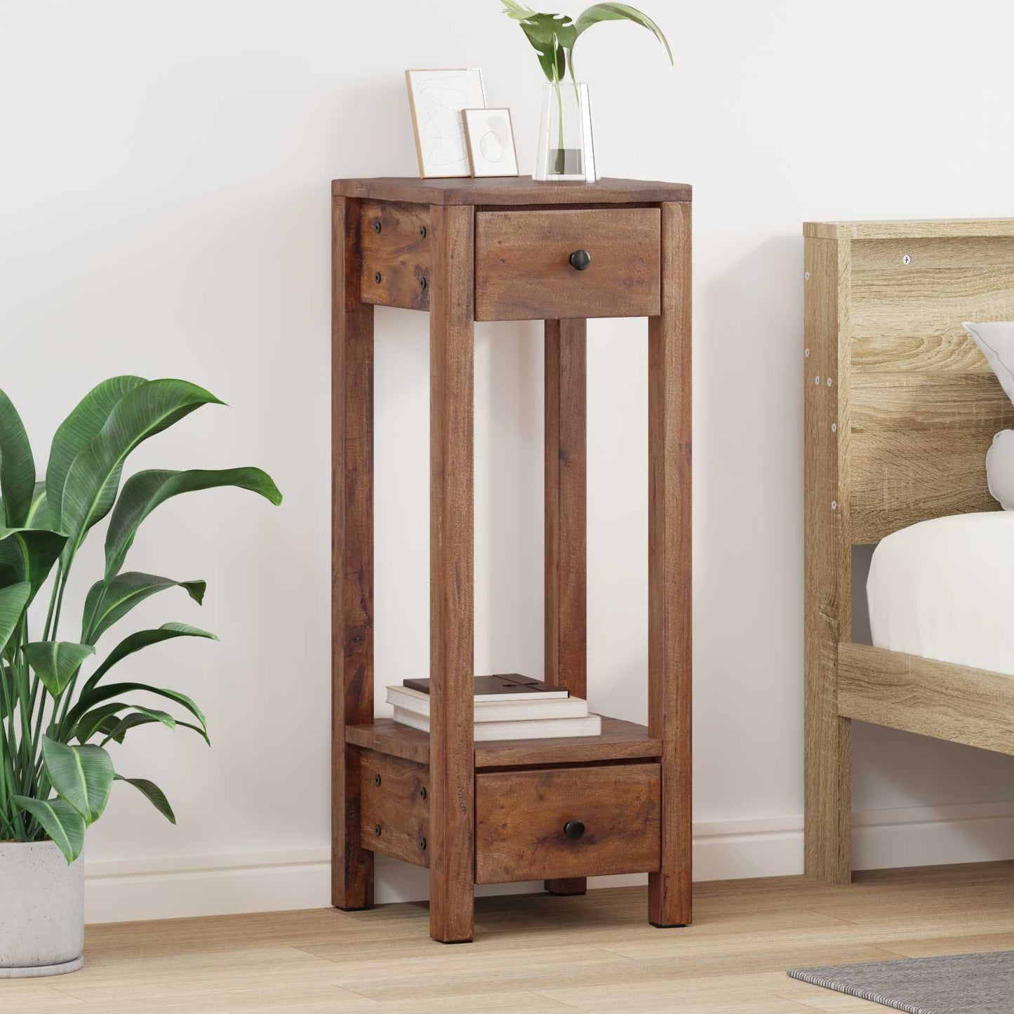 Vidaxx soporte para plantas con cajón marrón 30 x 30 x 80 cm caoba