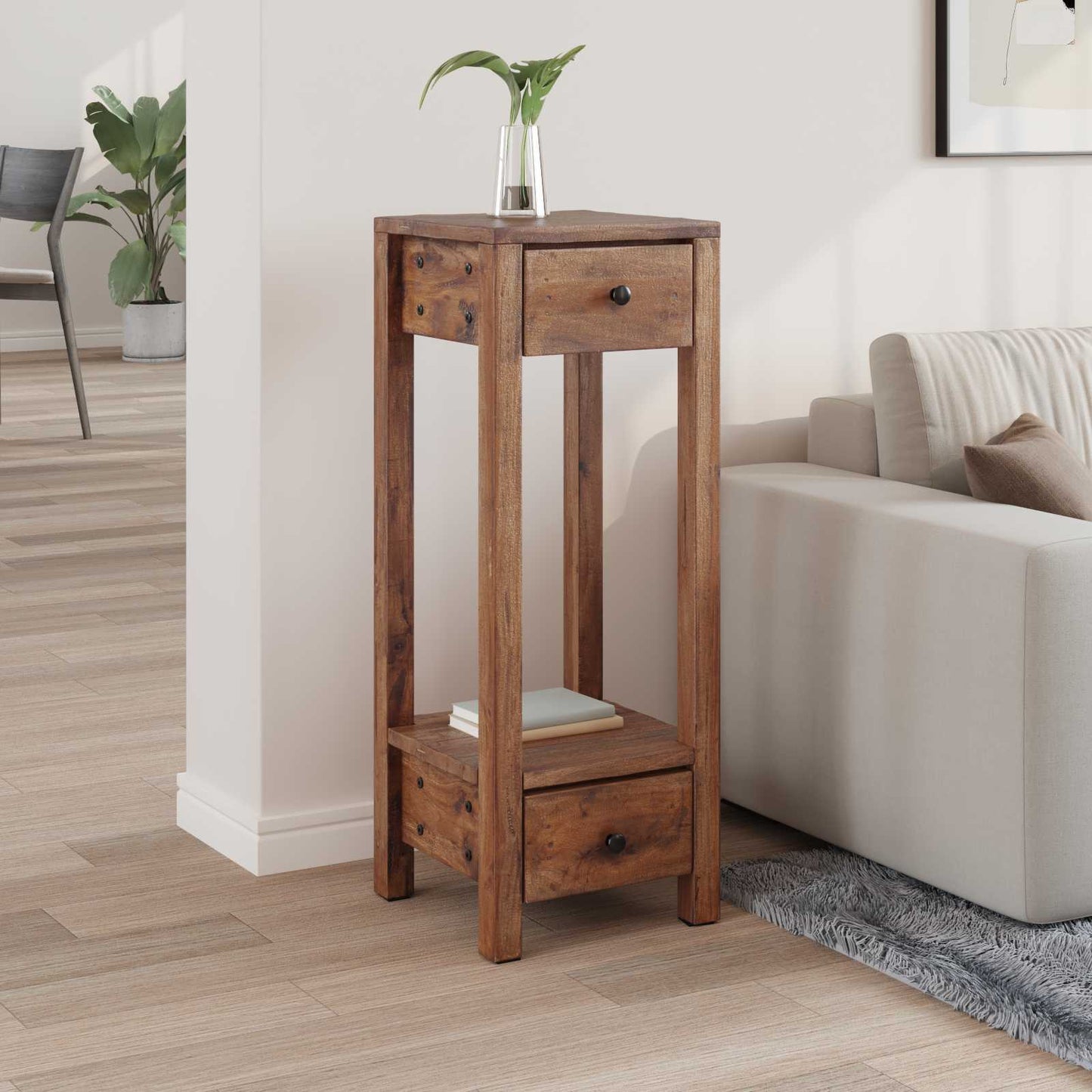 Vidaxx soporte para plantas con cajón marrón 30 x 30 x 80 cm caoba