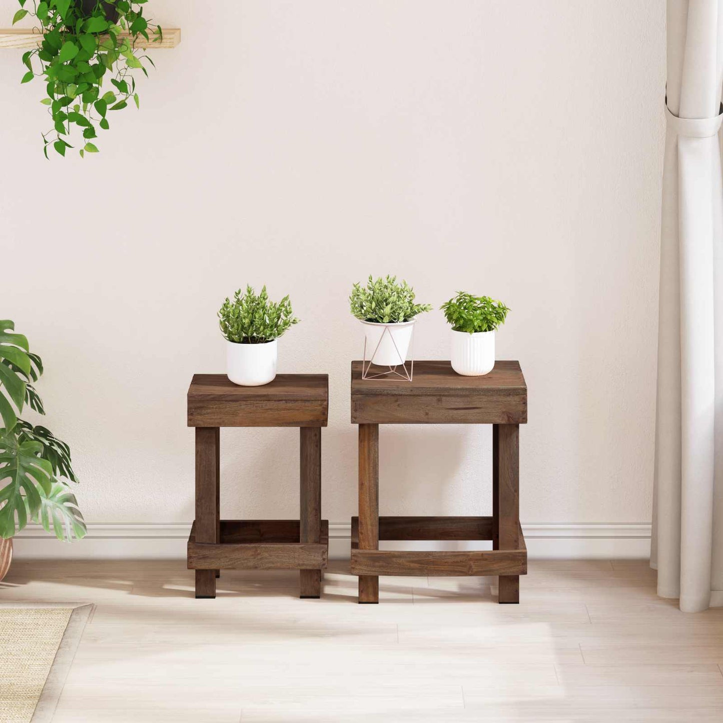 Supporto per piante Vidaxx 2 pezzi marrone 70 x 11 x 27 cm in mogano