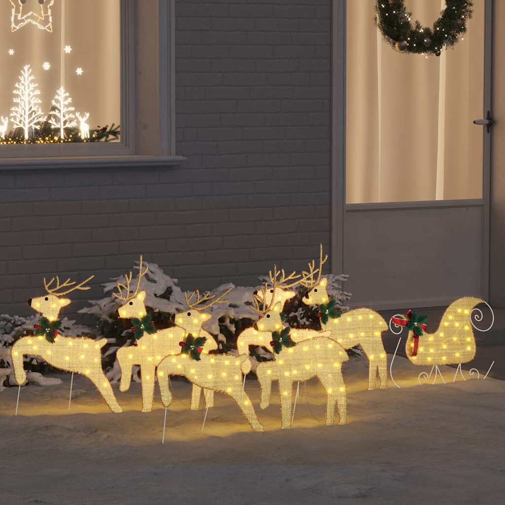 Vidaxl led rendieren 7 pcs goud stof