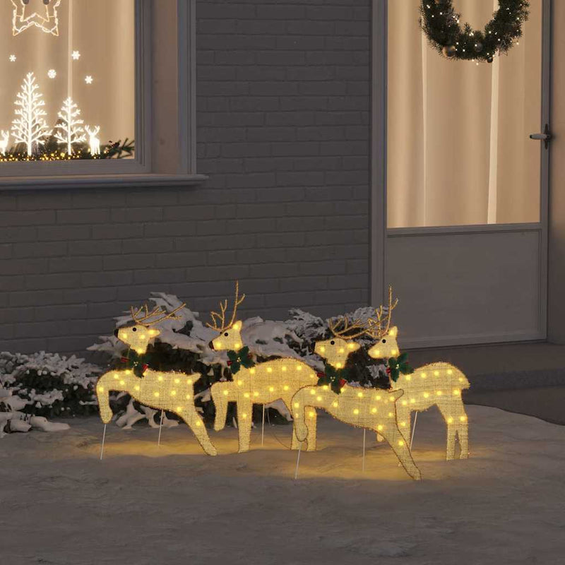 VidaXL renna led 4 pezzi polvere d'oro