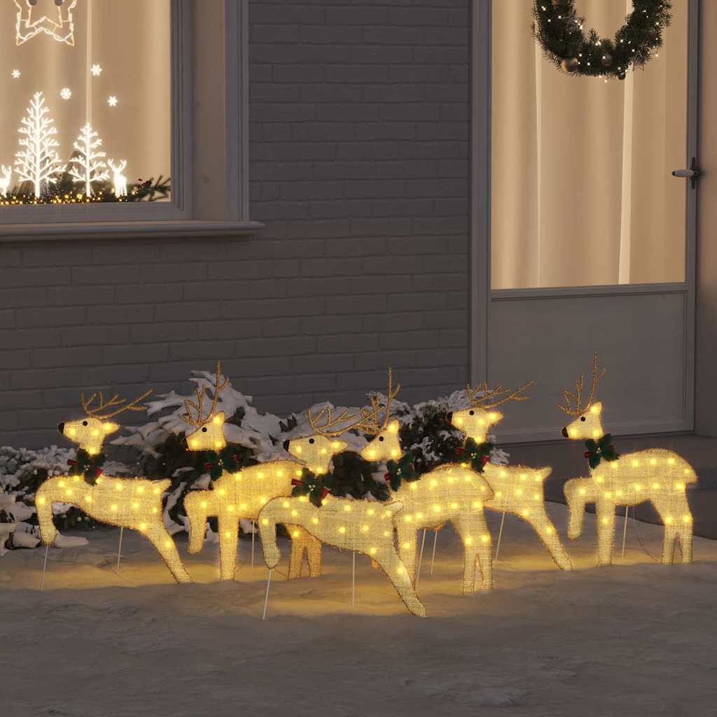 Vidaxl led rendieren 6 pcs goud stof