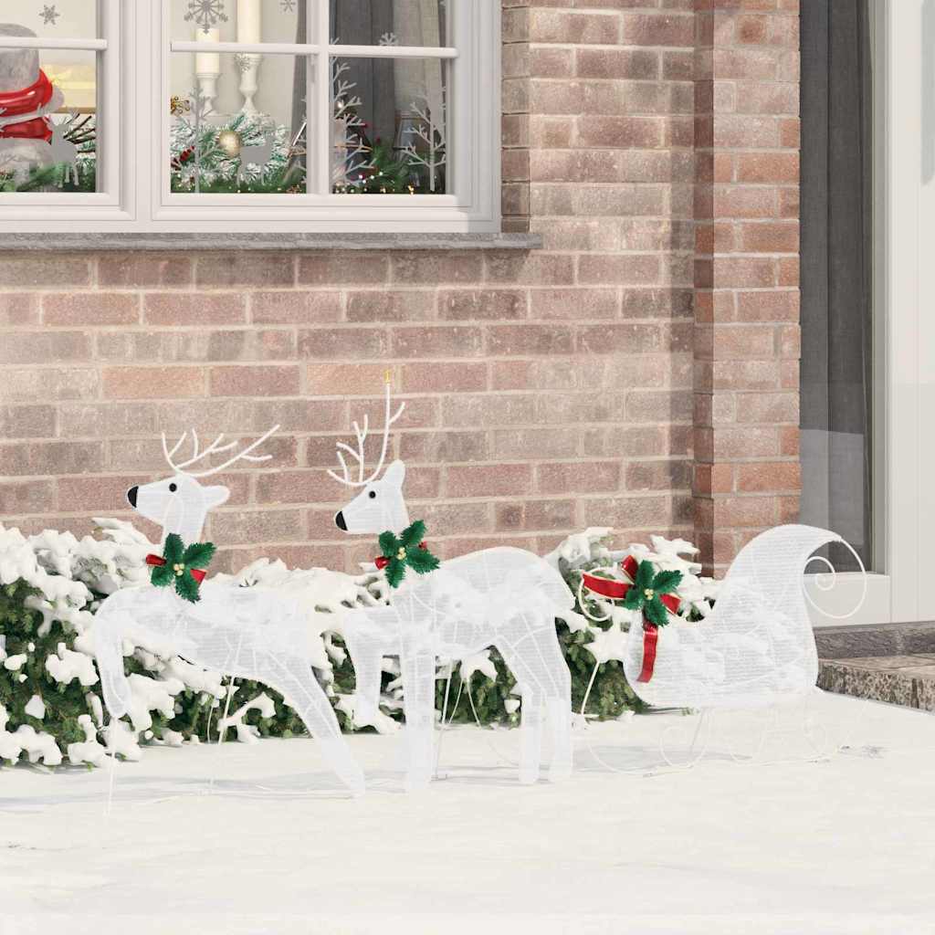 VidaXL renne led 3 pezzi in tessuto bianco freddo
