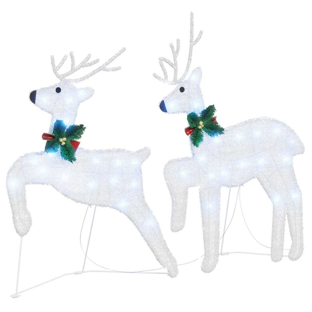 Vidaxxl renne led 2 pezzi tessuto bianco freddo