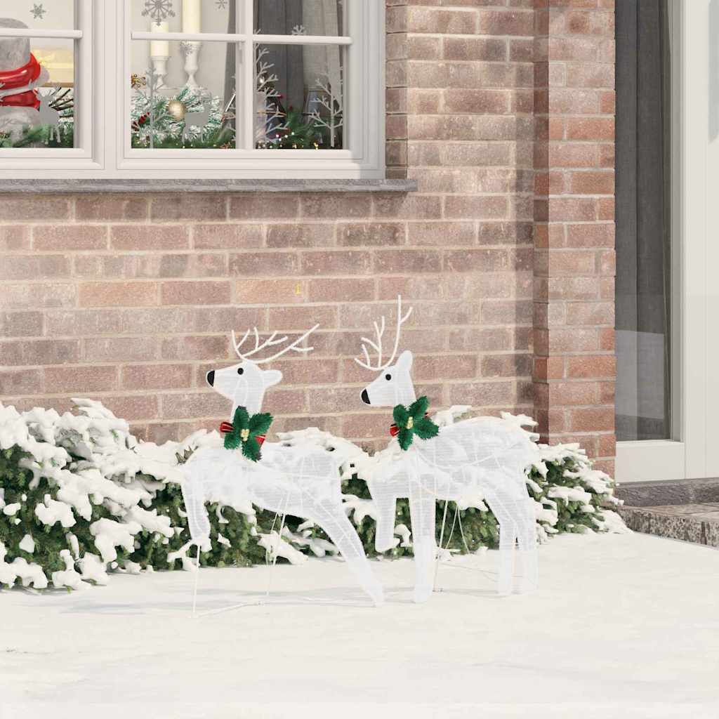Vidaxxl renne led 2 pezzi tessuto bianco freddo