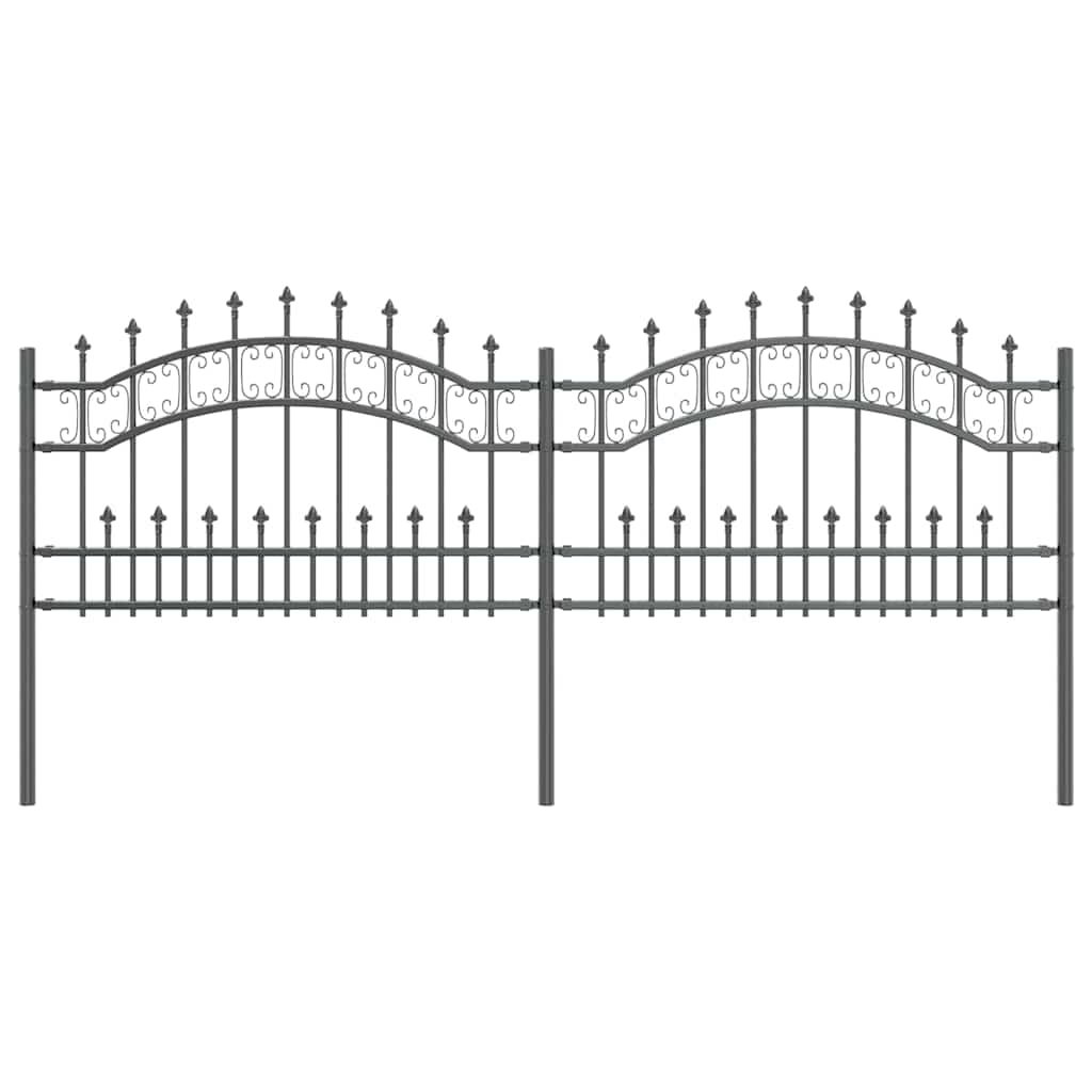 Vidaxx valla de jardín gris 240 x 118 cm acero con revestimiento en polvo