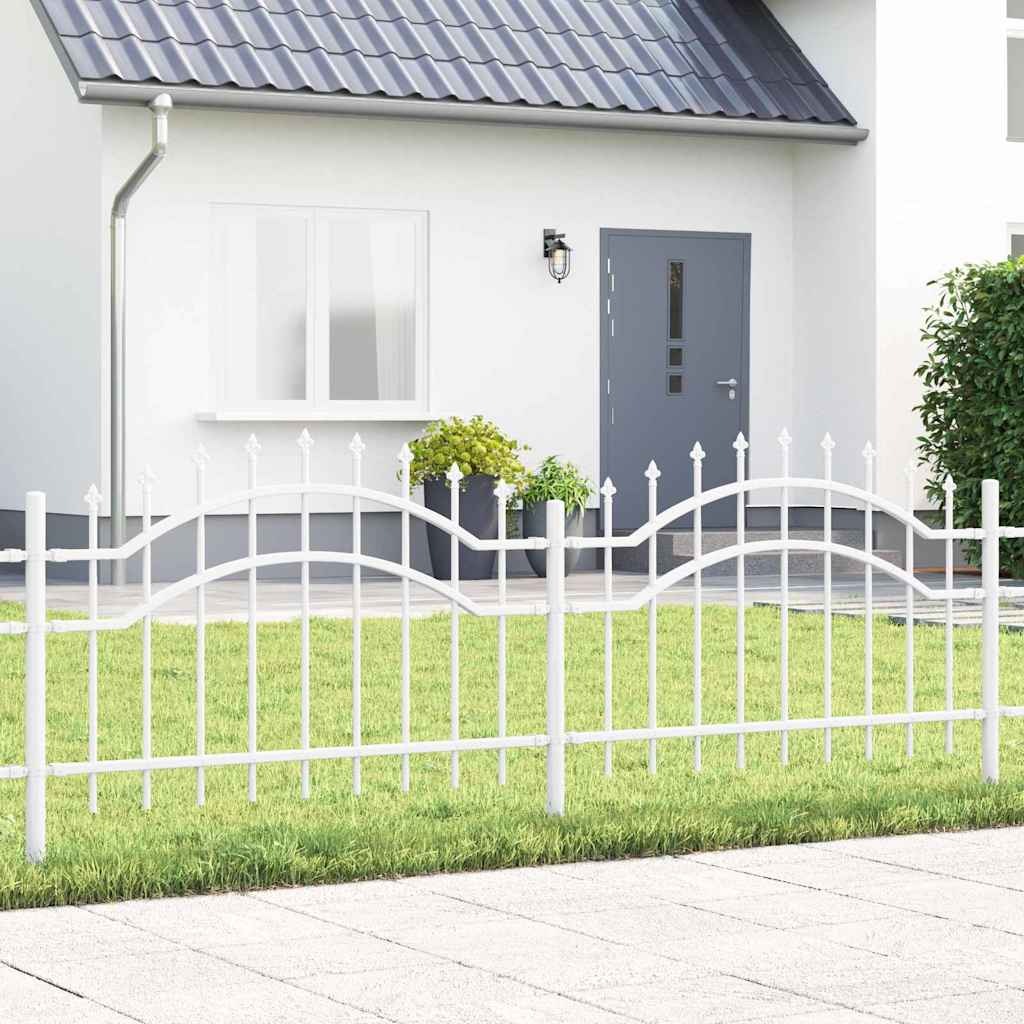 Valla de jardín Vidaxx blanca 240 x 115 cm acero con recubrimiento en polvo