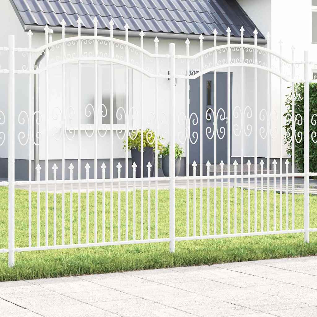Valla de jardín Vidaxl blanca 240 x 202,5 cm acero con recubrimiento en polvo