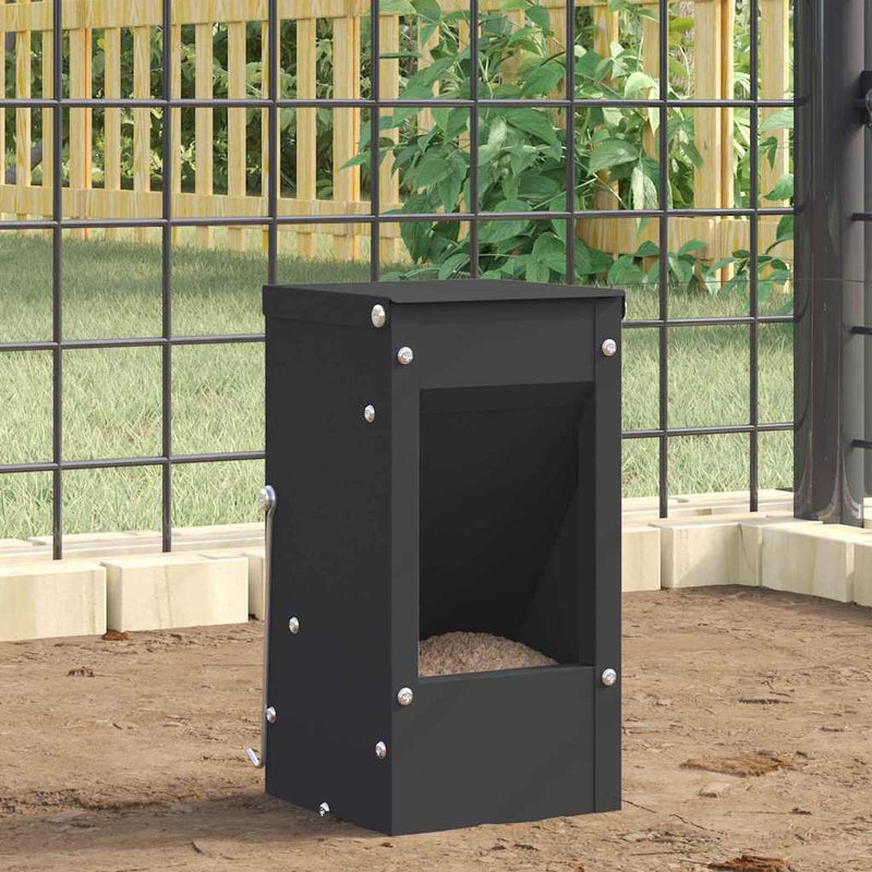 Vidaxl cibo per conigli nero 12,5 x 12,5 x 25 cm acciaio laminato a freddo