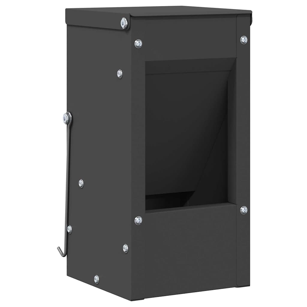 Vidaxl cibo per conigli nero 12,5 x 12,5 x 25 cm acciaio laminato a freddo