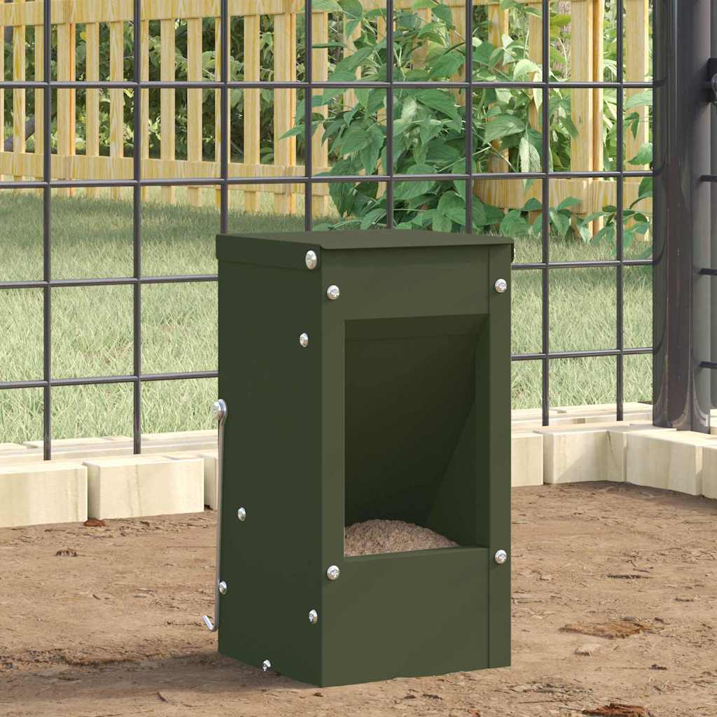 Vidaxl cibo per conigli verde oliva 12,5 x 12,5 x 25 cm acciaio laminato a freddo