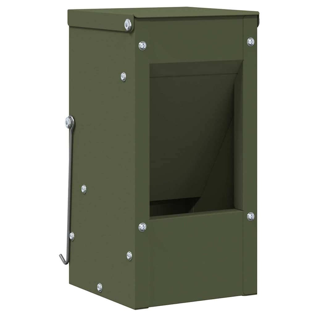 Vidaxl cibo per conigli verde oliva 12,5 x 12,5 x 25 cm acciaio laminato a freddo