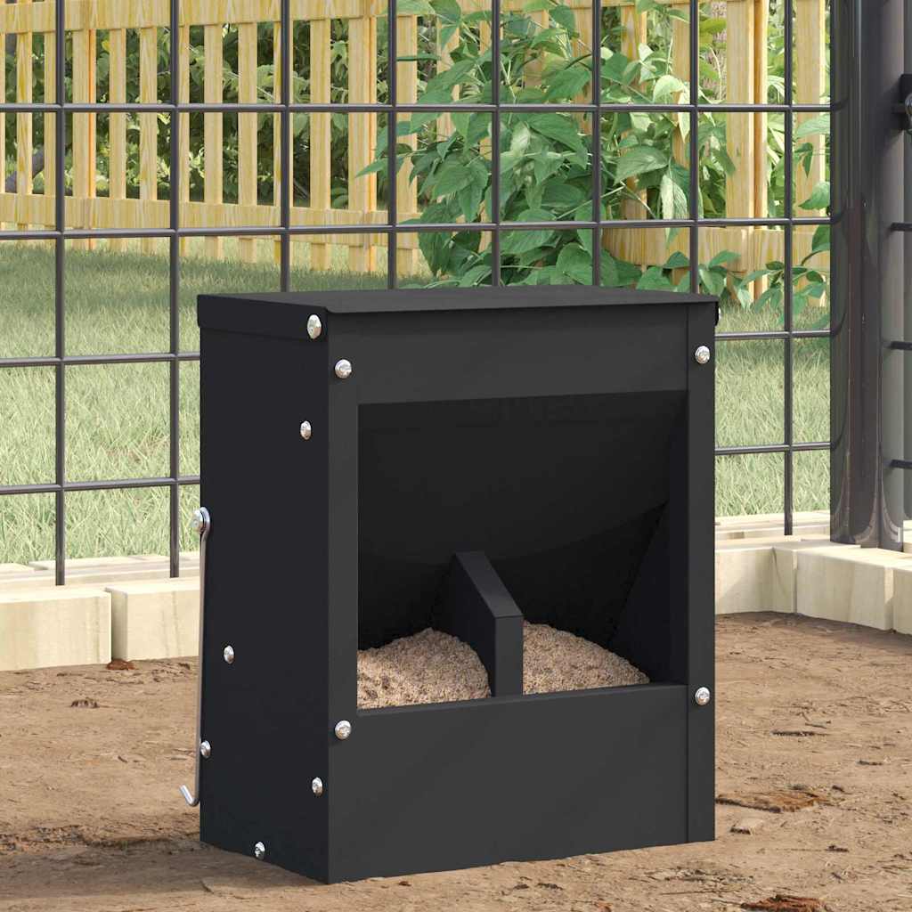 Vidaxl cibo per conigli nero 20 x 12,5 x 25 cm in acciaio laminato a freddo