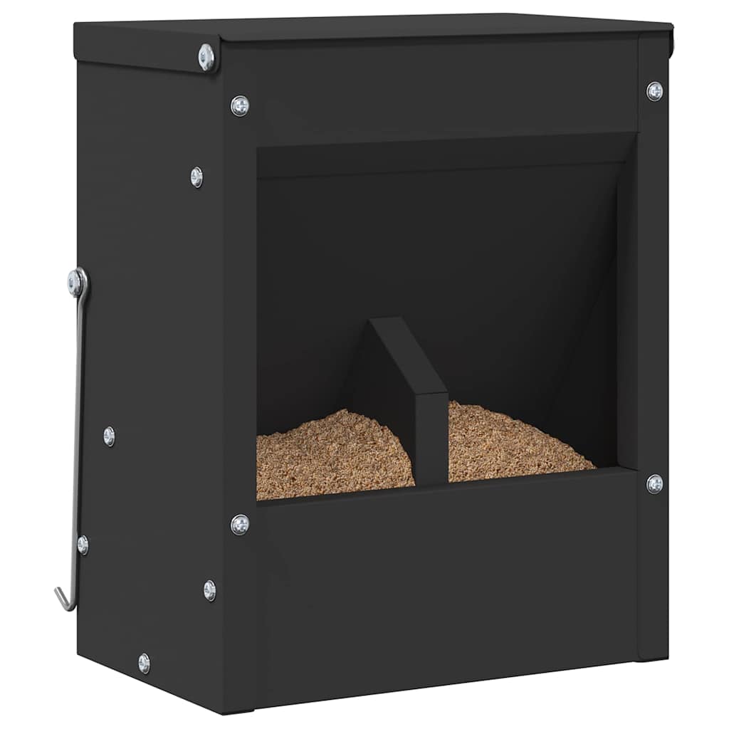 Vidaxl cibo per conigli nero 20 x 12,5 x 25 cm in acciaio laminato a freddo