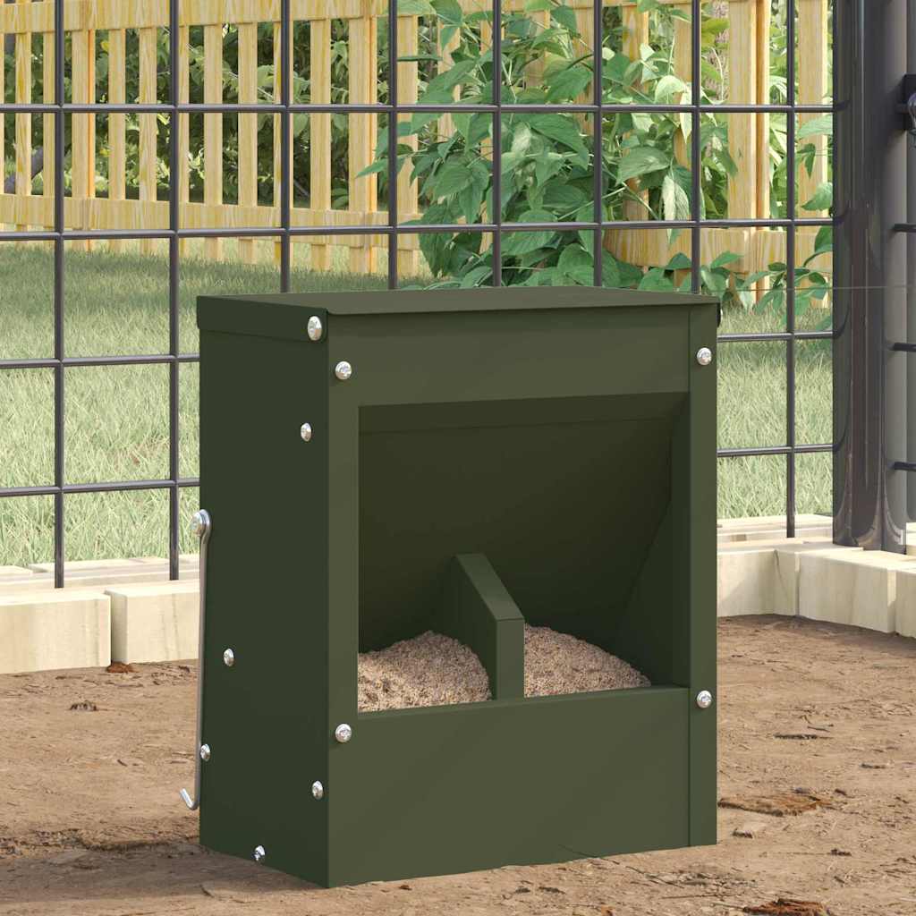 Vidaxl konijnenvoer olijf groen 20 x 12,5 x 25 cm koudgewalst staal