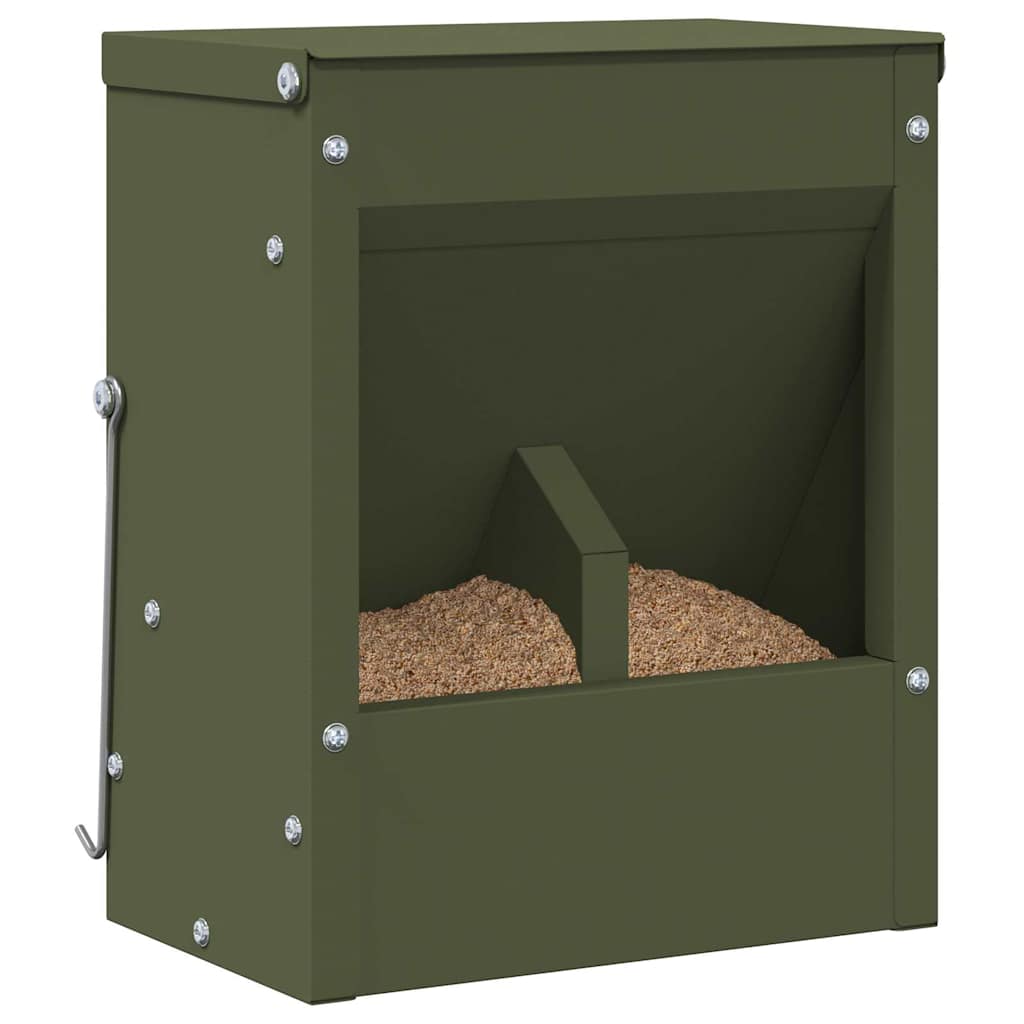 Vidaxl konijnenvoer olijf groen 20 x 12,5 x 25 cm koudgewalst staal