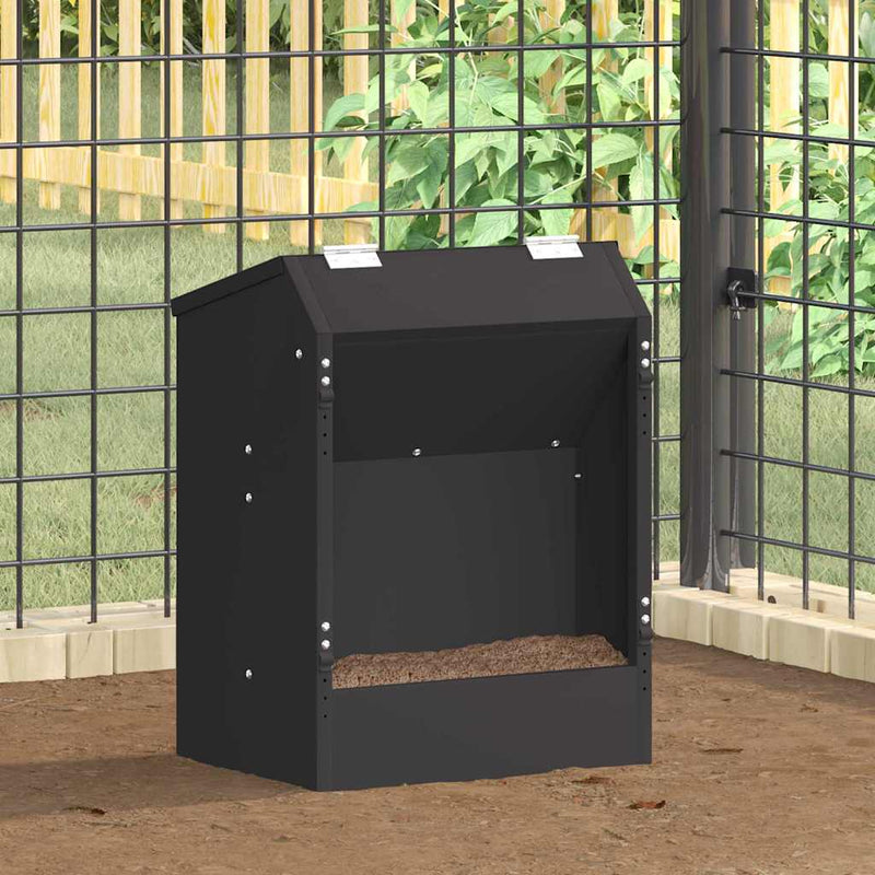 Vidaxl cibo per conigli nero 64,5 x 25,5 x 45,5 cm acciaio laminato a freddo