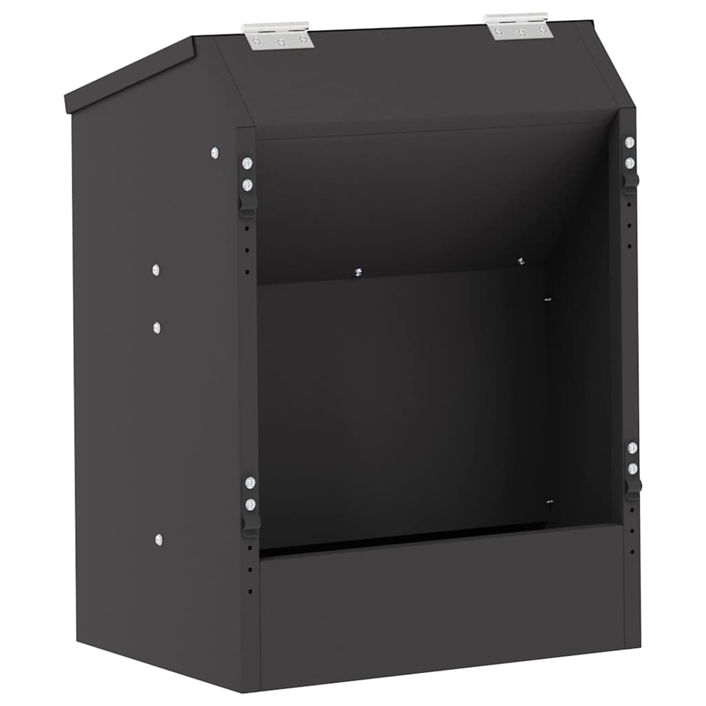 Vidaxl cibo per conigli nero 64,5 x 25,5 x 45,5 cm acciaio laminato a freddo