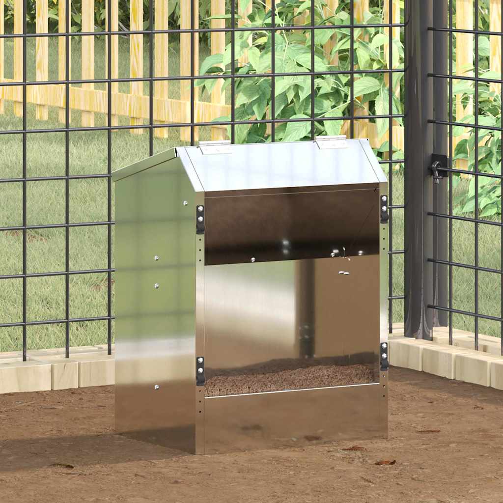 Vidaxl comida para conejos plata 64,5 x 25,5 x 45,5 cm acero galvanizado
