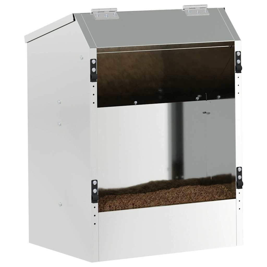 Vidaxl comida para conejos plata 64,5 x 25,5 x 45,5 cm acero galvanizado