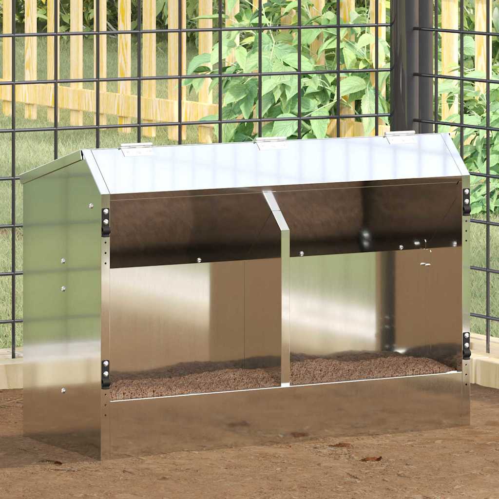 Vidaxl comida para conejos plata 64,5 x 25,5 x 45,5 cm acero galvanizado