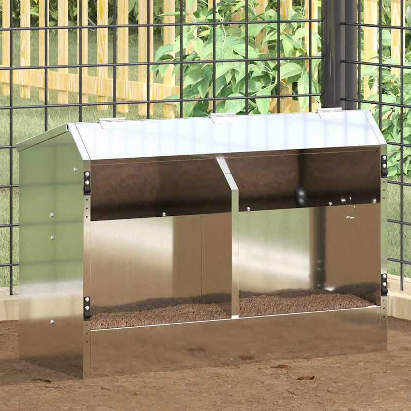 Vidaxl comida para conejos plata 64,5 x 25,5 x 45,5 cm acero galvanizado