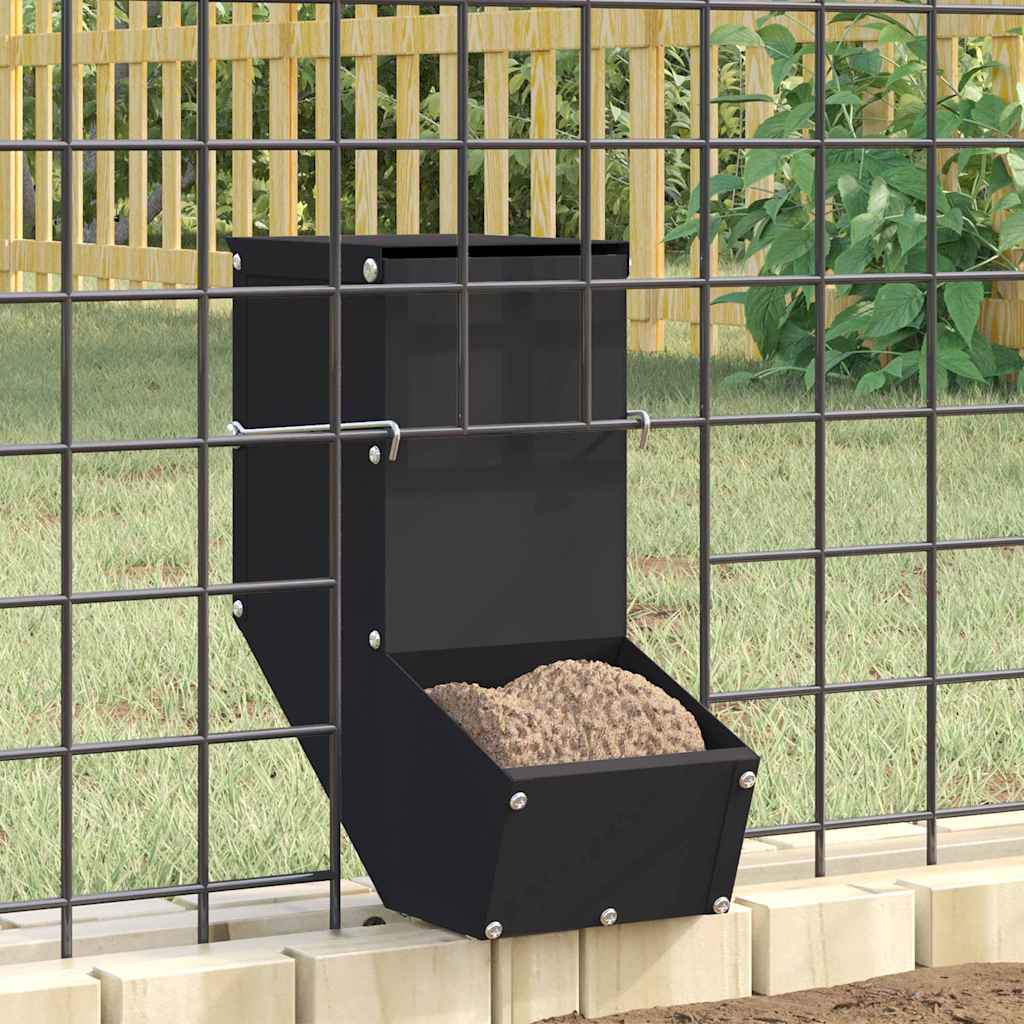 Vidaxl comida para conejos negro 12,5 x 26 x 28,5 cm acero laminado en frío