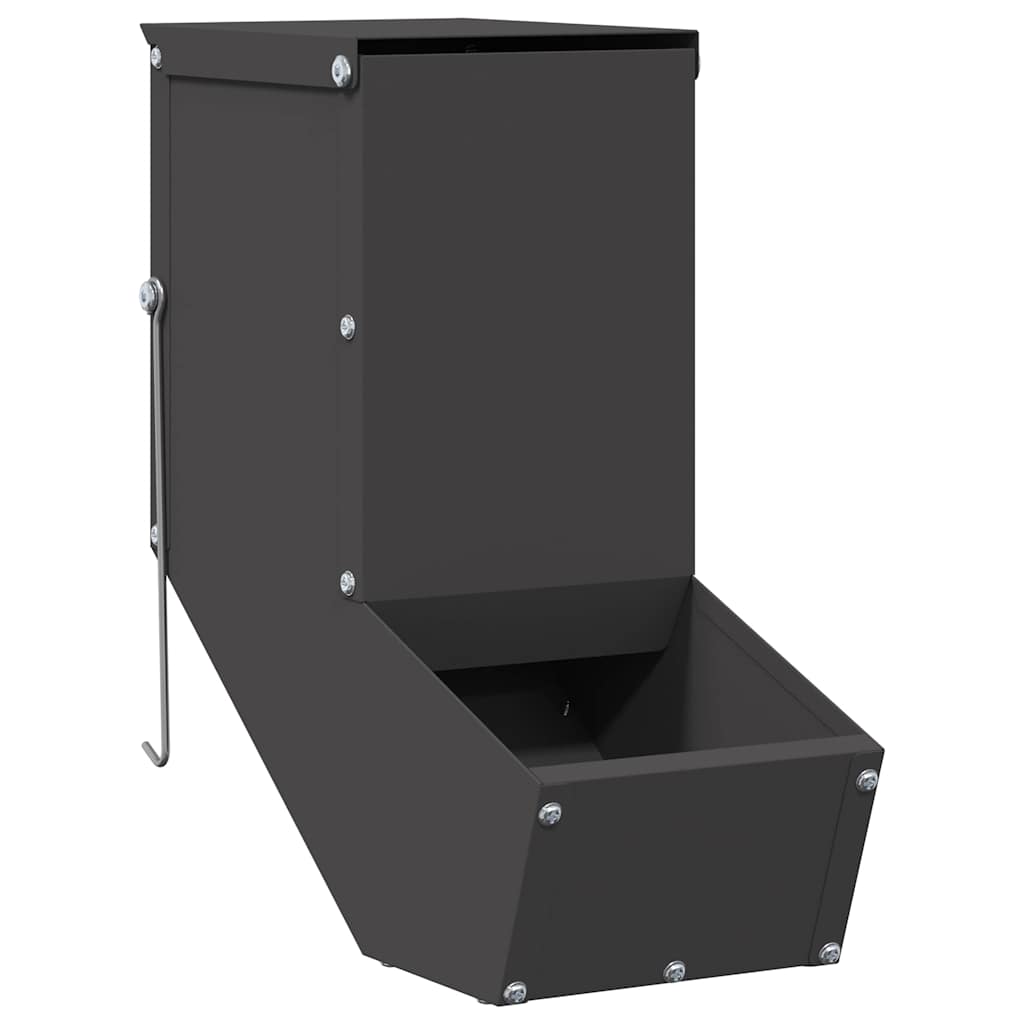 Vidaxl comida para conejos negro 12,5 x 26 x 28,5 cm acero laminado en frío