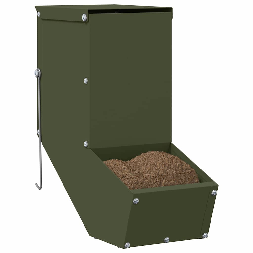 Vidaxl konijnenvoer olijf groen 12,5 x 26 x 28,5 cm koudgewalst staal