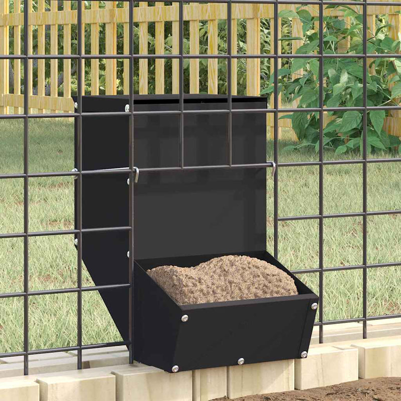 Vidaxl cibo per conigli nero 17,5 x 26 x 28,5 cm acciaio laminato a freddo