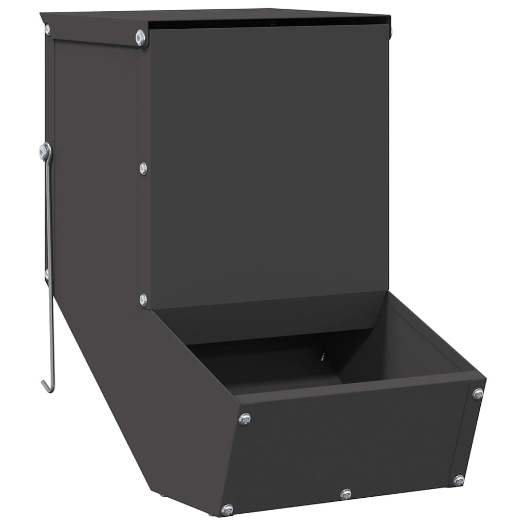 Vidaxl cibo per conigli nero 17,5 x 26 x 28,5 cm acciaio laminato a freddo