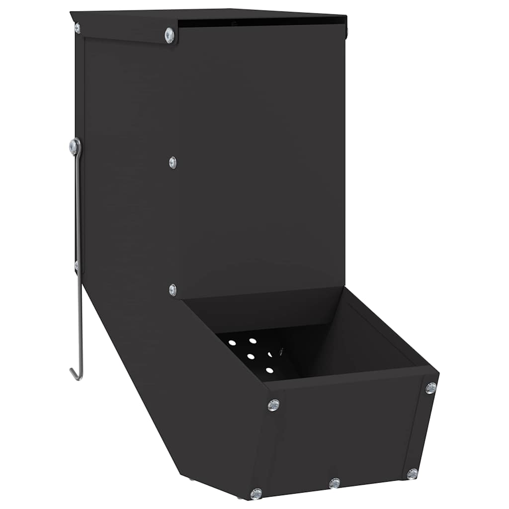 Vidaxl cibo per conigli nero 12,5 x 26 x 28,5 cm acciaio laminato a freddo