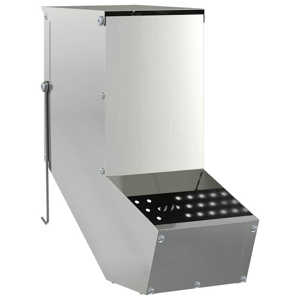 Vidaxl cibo per conigli argento 12,5 x 26 x 28,5 cm in acciaio zincato