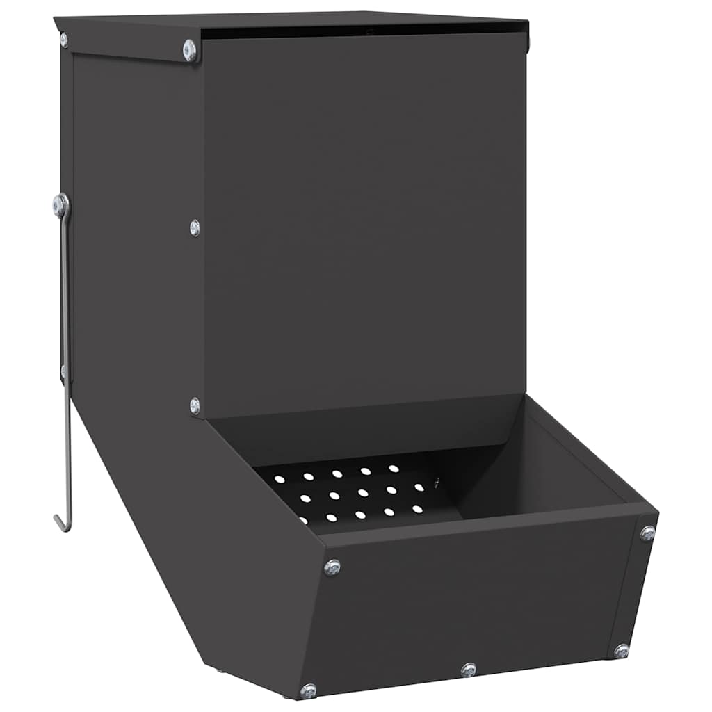 Vidaxl cibo per conigli nero 17,5 x 26 x 28,5 cm acciaio laminato a freddo