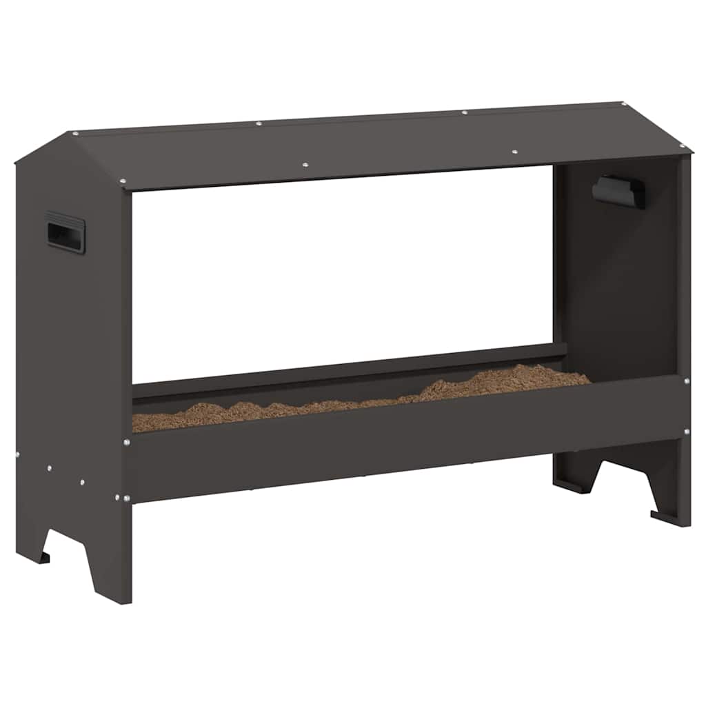 Vidaxl kippen voederbak zwart 81 x 32 x 53,5 cm koudgewalst staal