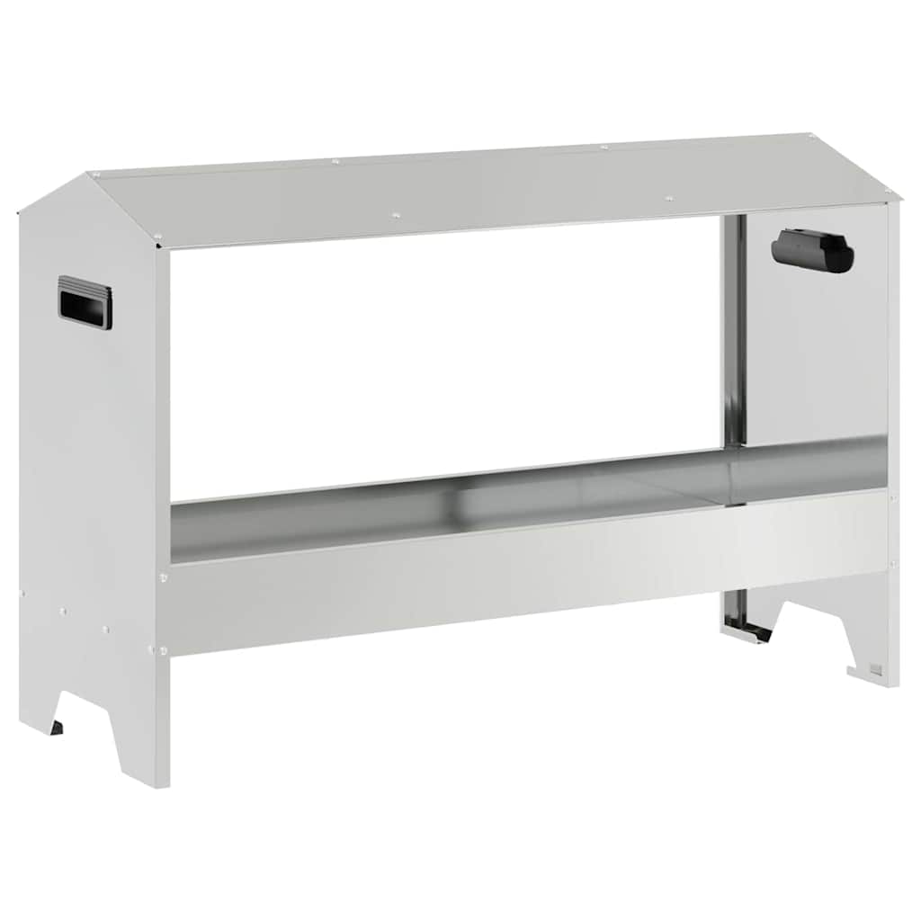 Vidaxl kippen voederbak zilver 81 x 32 x 53,5 cm gegalvaniseerd staal