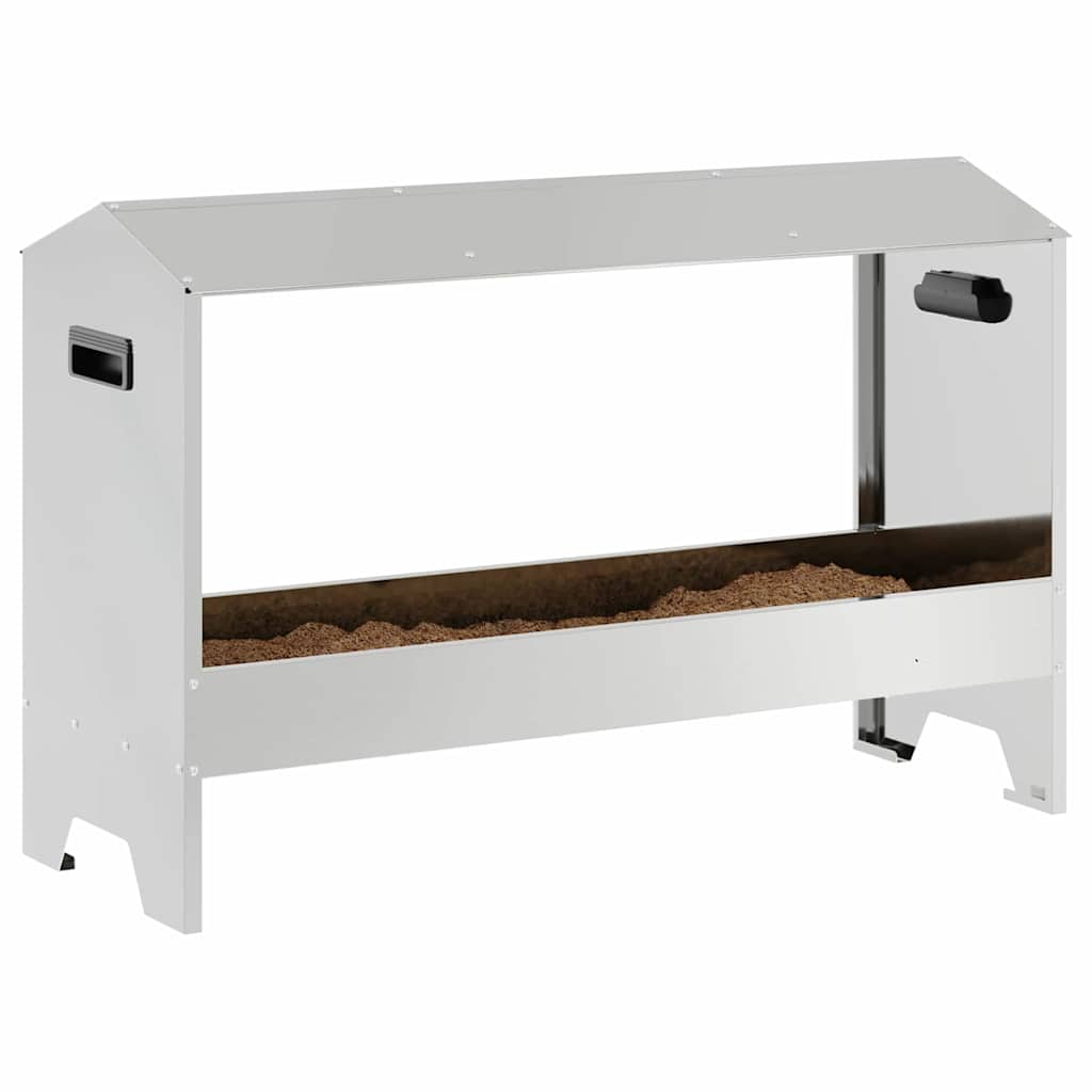 Vidaxl kippen voederbak zilver 81 x 32 x 53,5 cm gegalvaniseerd staal