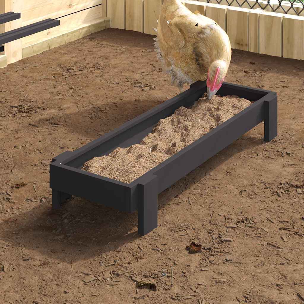 Vidaxl kippen voederbak zwart 80 x 28 x 13.5 cm koudgewalst staal