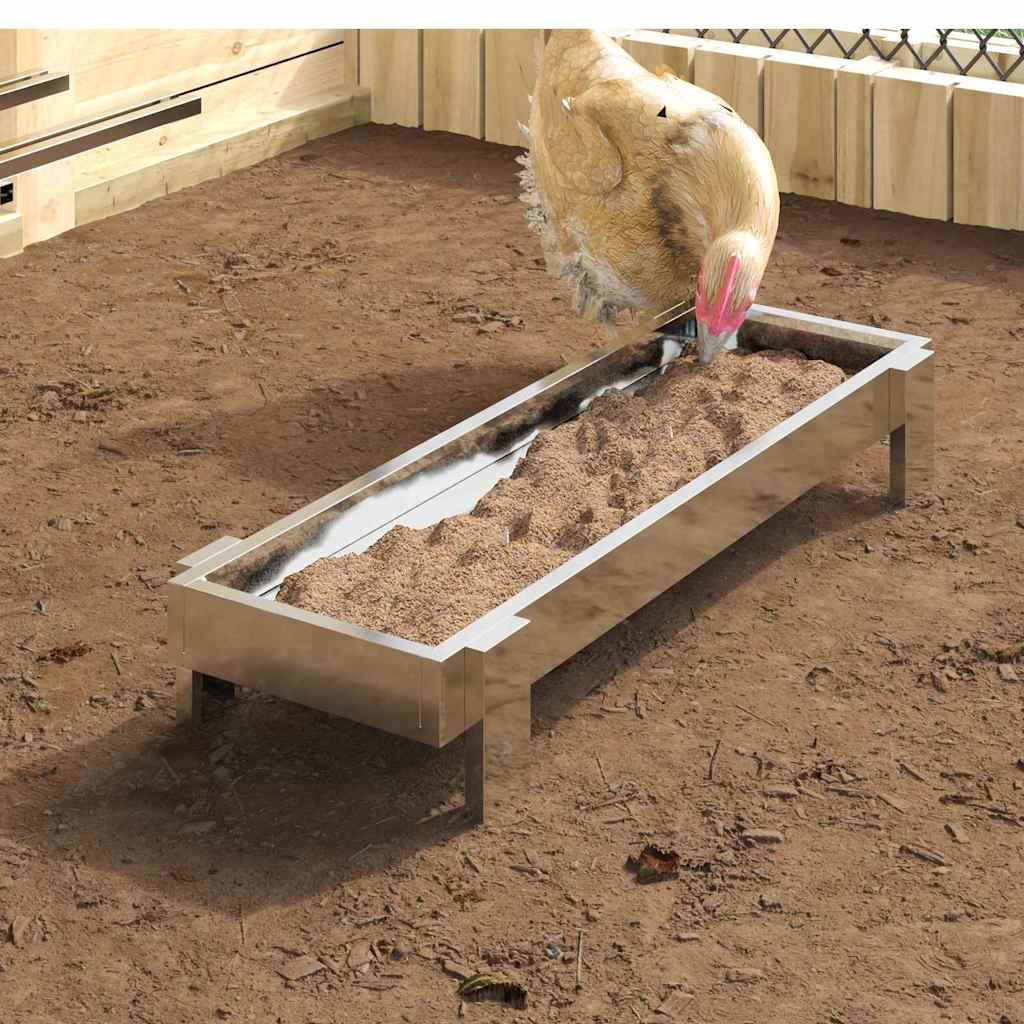 Comedero para pollos vidaxl plata 80 x 28 x 13,5 cm acero galvanizado