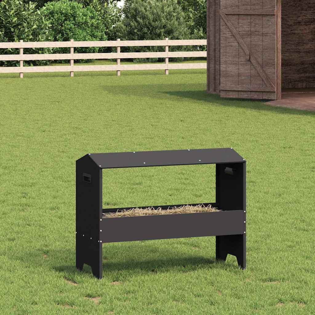 Vidaxl voederbak voor vee zwart 79 x 35 x 62 cm koudgewalst staal