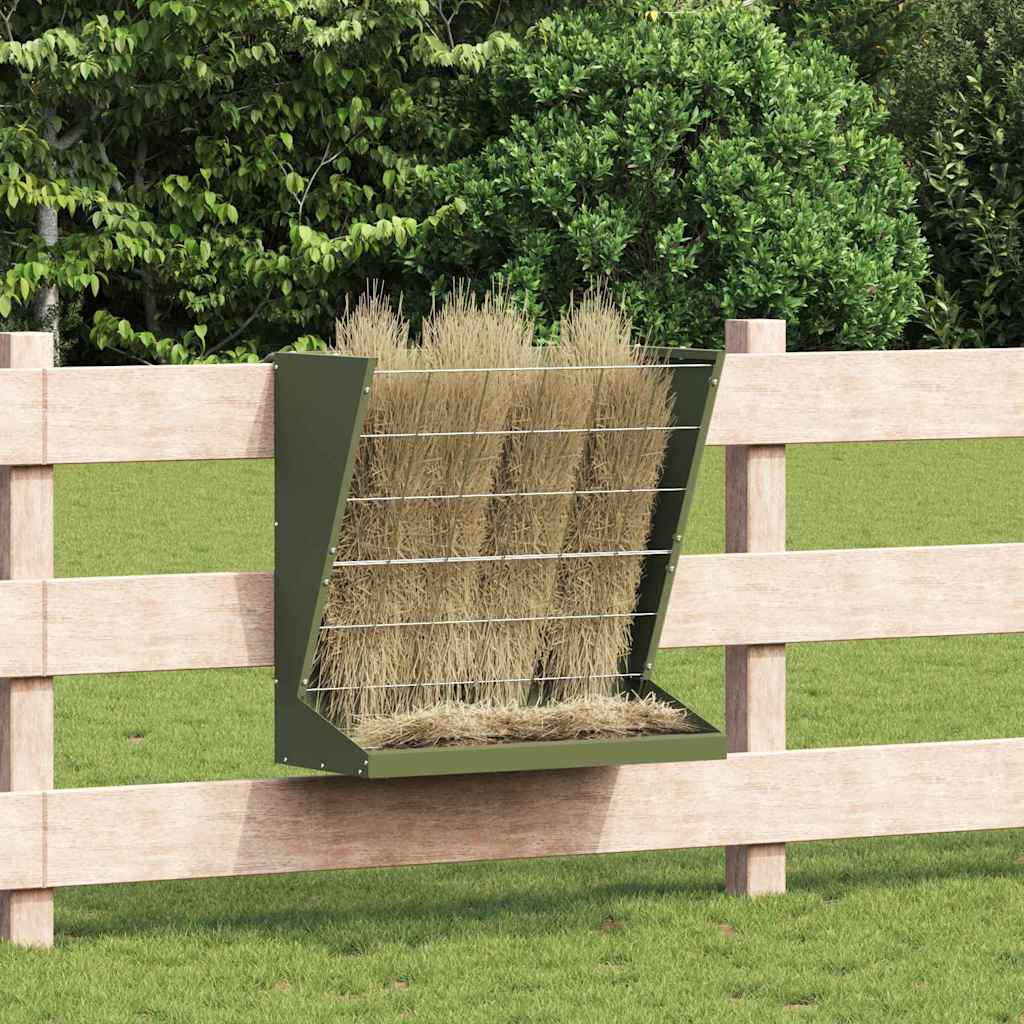 Vidaxl hooi feeder olijf groen 71 x 33 x 70 cm koudgewalst staal