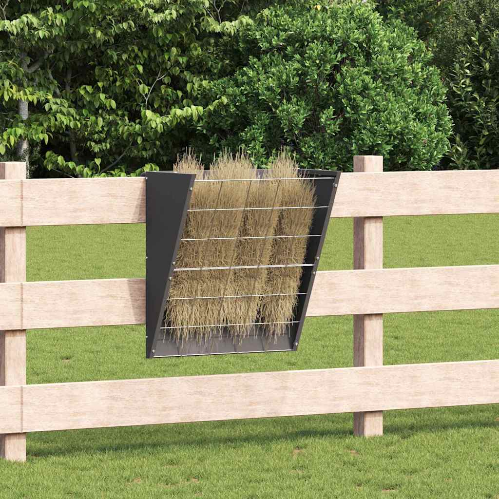 Mangiatoia per fieno sospesa Vidaxl nera 61 x 33 x 66 cm in acciaio laminato a freddo
