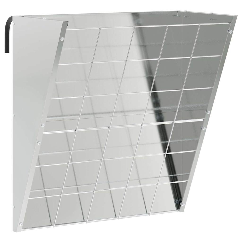 Vidaxl comedero de heno colgante plata 61 x 33 x 66 cm acero galvanizado