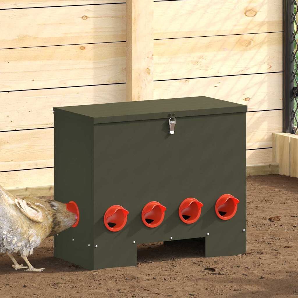 Mangiatoia per polli Vidaxx verde oliva 60,5 x 29 x 51 cm in acciaio laminato a freddo