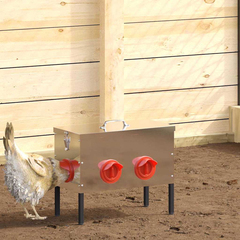 Vidaxx chicken feeder silver 41.5 x 20.5 x 33 cm galvanized steel