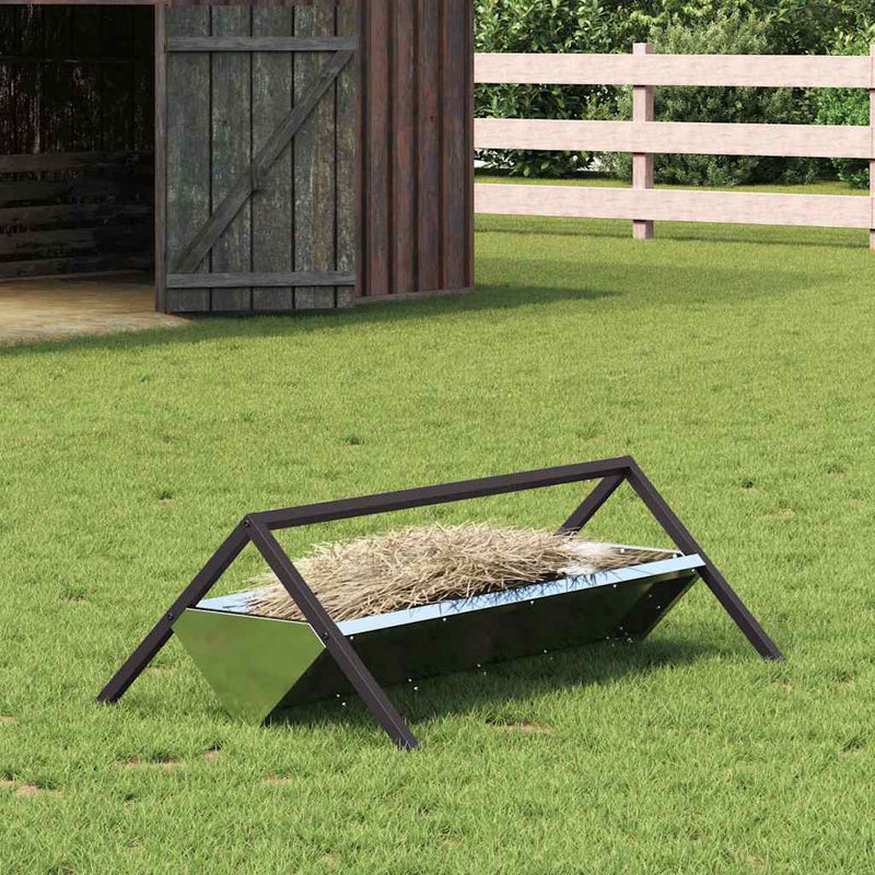 Vidaxxl comedero para ganado plata 111 x 76 x 38 cm acero galvanizado