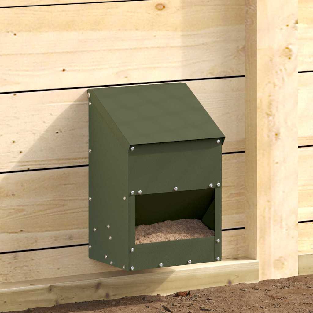 Mangiatoia per polli Vidaxx verde oliva 21 x 16 x 33 cm in acciaio laminato a freddo