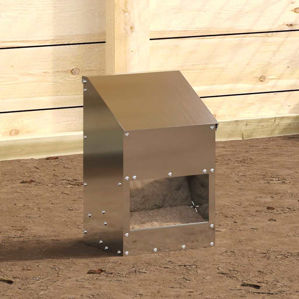 Vidaxl kip voerbak zilver 21 x 16 x 33 cm gegalvaniseerd staal