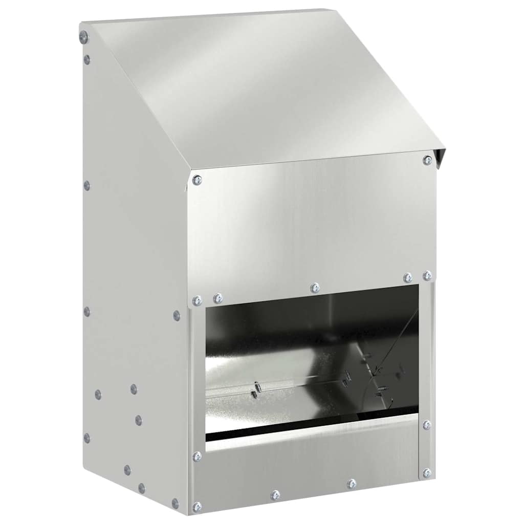 Vidaxl kip voerbak zilver 21 x 16 x 33 cm gegalvaniseerd staal
